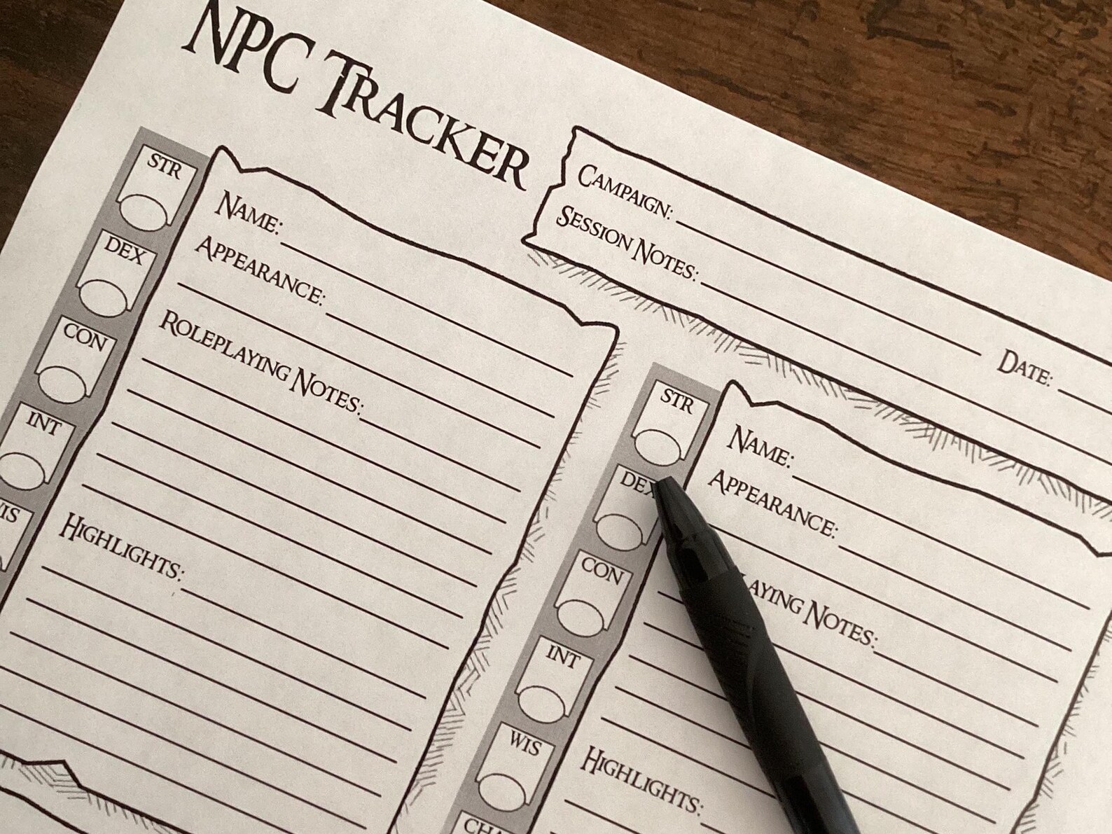 Dnd NPC Tracker for Dungeons and Dragons 5e - Etsy