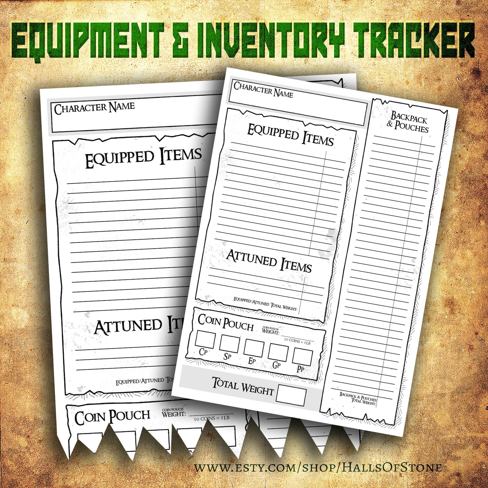 DnD Printable Equipment Tracker DM Tools RPG D&amp;D - Etsy México