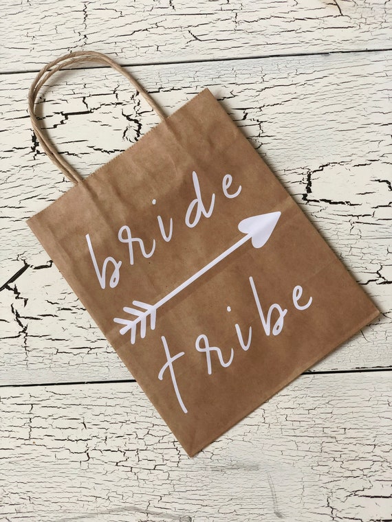 Kraft Bride Tribe Bags, Wedding Gift Bags, Wedding Favors, Bridal