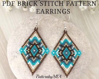 Beading earrings PDF Pattern Brick stitch