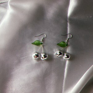 MINI OG DISC0 CHERRIES - disco earrings, cherry disco earrings, disco