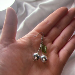 MINI OG DISC0 CHERRIES disco earrings, cherry disco earrings, disco image 4