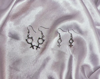 Feminist Venus Symbol Dangle Earrings – Lightweight Silver Findings