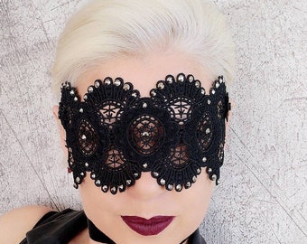 Black lace mask Masquerade ball mask Halloween mask Bachelorette party mask Black eye mask Carnival mask Gothic wedding mask Hen party mask