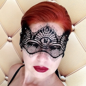 Black Lace Mask, Masquerade ball Mask, Boudoir Photoshoot Mask, Mysterious Masķ, Half Face mask, Halloween Mask 11/BlL