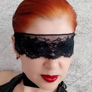 Black Lace Blindfold Mask, Mardi gras mask, Mysterious Mask, Roleplay Mask, secret party mask