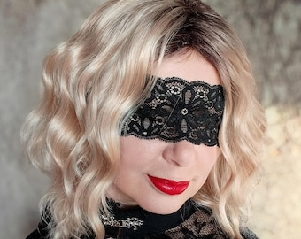 Black Lace Eye Mask, Elegant Masquerade Mask, Gothic Party Mask, See Through Mask, Cosplay Costume Mask