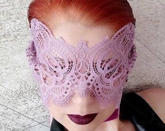 Lace Eye mask, lilac lace Roleplay Mask, secret party mask, Mardi gras mask, Blindfold Mask, Lilac Butterfly Mask