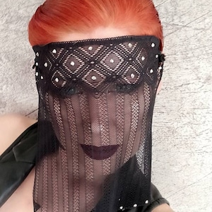 Black Lace Masquerade Mask, Witch Festiwal veil, Vampire Elven  Black veil lace mask, Halloween mask, Roleplay Mask, Secret party mask