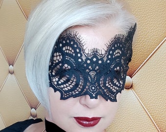 Masquerade Ball Mask, Black Lace Half Face Mask, See Through Mask, Carnival Mask, Bachelorette party Mask, Gothic Wedding Mask