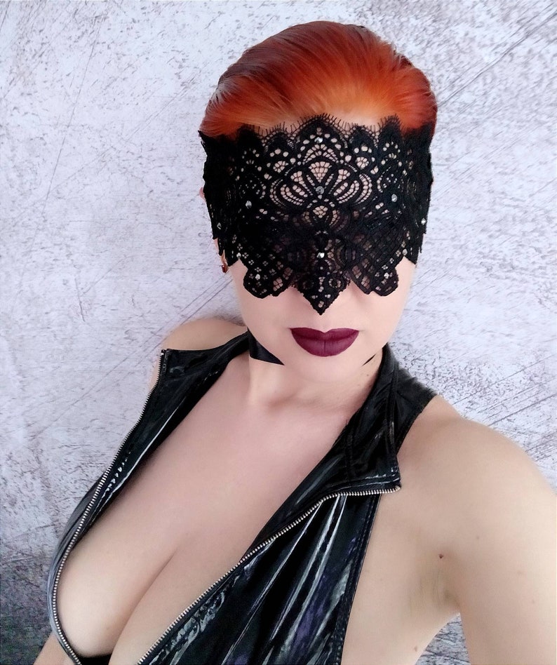 Fetishwear Mask, BDSM Mask, Black lace blindfold mask, Kinky Fun Mask, Sexy Lingerie Mask, Adult mask, Lesbian gift Mask, Sexy Ritual Mask 