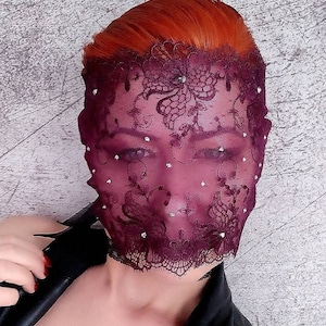 Wine lace Boudoir Mask, Halloween mask, Roleplay Mask, Secret party mask