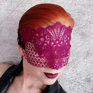 Wine lace Mask, Hen party Mask, Dominatrix Mask, Roleplay Mask, Wine Lace Blindfold Mask, Halloween Mask, Costume Party Mask