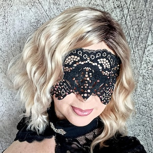 Black Masquerade Lace Mask with Rosegold Rhinestones, Mysterious Mask, Cosplay Witch Mask, Handmade Lace Mask, Unisex Mask