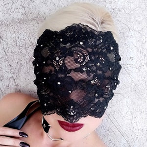 Masquerade ball mask Black lace full face mask Bachelorette party mask Roleplay mask Unisex mask