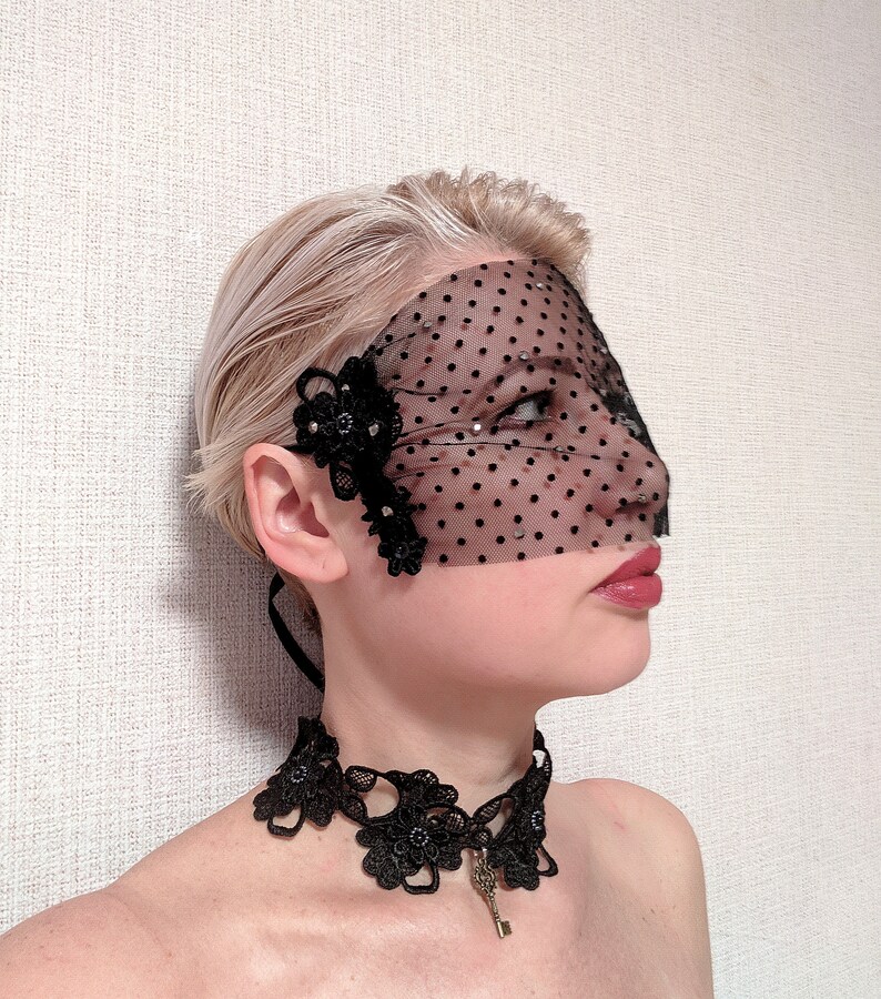 Black Birdcage Crystal Veil Black Lace Gothic Mask Fetish Etsy