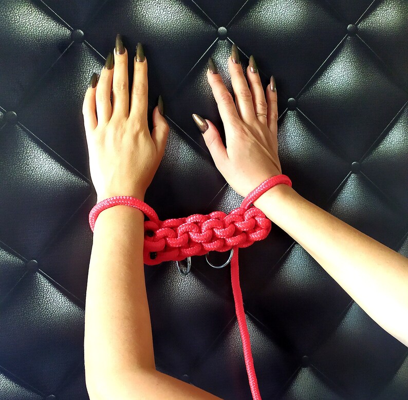 Red or Black Rope Handcuffs Slave Rope Restraints Bondage Etsy