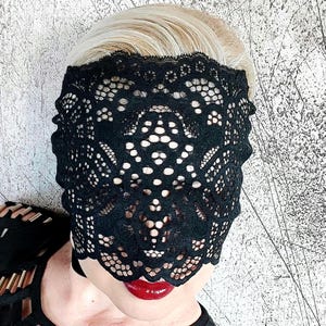 Black Lace Full Face Mask, Mysterious mask, Unisex Mask, Masquerade mask, Blindfold Role-play Mask, Eye mask, 70/BlL