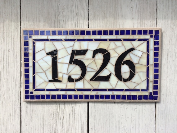 Mosaic House Numbers Stained Glass Plaque Mosaic House Numbers Stained Glass