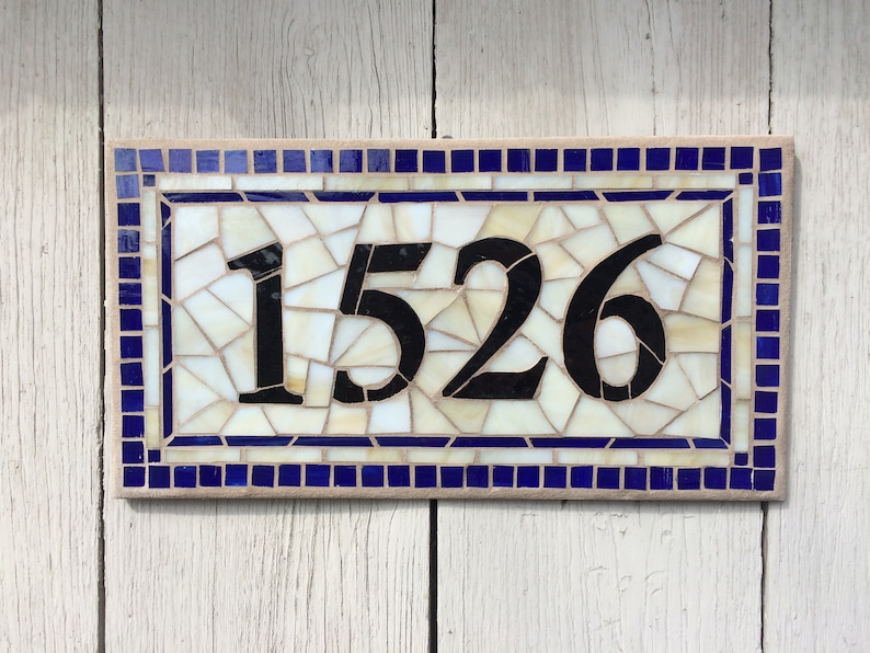 Mosaic House Numbers, Stained Glass House Numbers Plaque, Unique Mosaic House Numbers, Tuscan