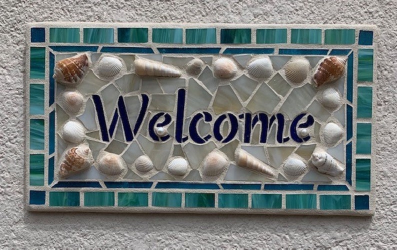 Mosaic Welcome Sign, Mosaic Sign, Welcome Sign, Hand Made Welcome Sign ...