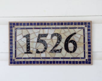 Mosaic House Numbers, Stained Glass House Numbers Plaque, Unique Mosaic House Numbers, Tuscan House Number, Custom Mosaic House Numbers