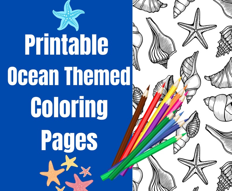 24 Printable Ocean Themed Coloring Pages | Digital Adult Coloring Pages ...