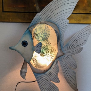 Tropical Bannerfish Accent Light | Made with Natural Capiz Shells | 22" Tall