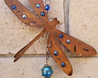 Metal Dragonfly Bouncy - Farmhouse Rustic -  - Garden Decor - Wind Chimes - Garden Bouncy