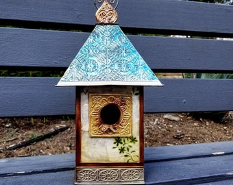 Metal Bird House DecorDecorative Bird Houses for Indoor or Outdoor Hanging 