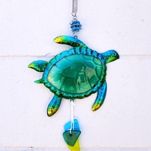 Sea Turtle Bouncy Glass - Garden Decor - Wind Chimes - Garden Bouncy