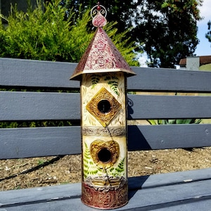 Double Story Decorative Bird House - with Capiz Shells - Garden Decor