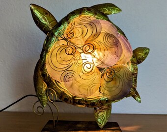 Sea Turtle Tropical Capiz Shell - Accent Lamp