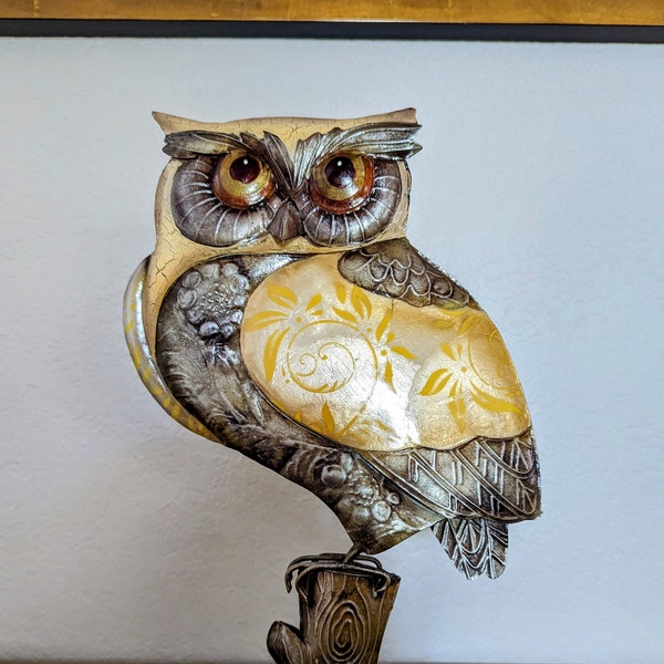 Snow Owl Figurine with Capiz Shells