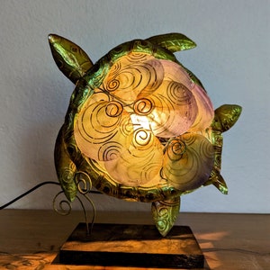 Sea Turtle Tropical Capiz Shell - Accent Lamp