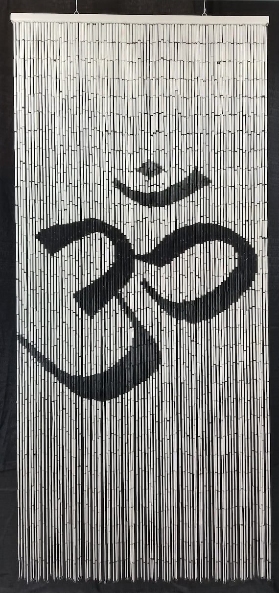 Om Bamboo Beaded Curtains Hand Painted Etsy