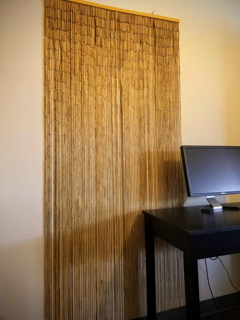 Natural Bamboo Beaded Curtains Hand Painted Bamboo Etsy