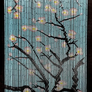 Cherry Blossom Bamboo Beaded Curtain - Hand Painted - Bamboo Curtains - Door Beads - Doorway Curtains