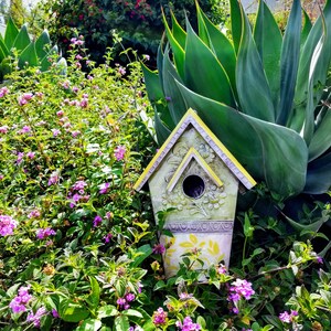 Metal Decorative Birdhouse with Capiz Shells Garden Decor image 3