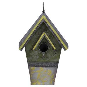 Metal Decorative Birdhouse with Capiz Shells Garden Decor image 4