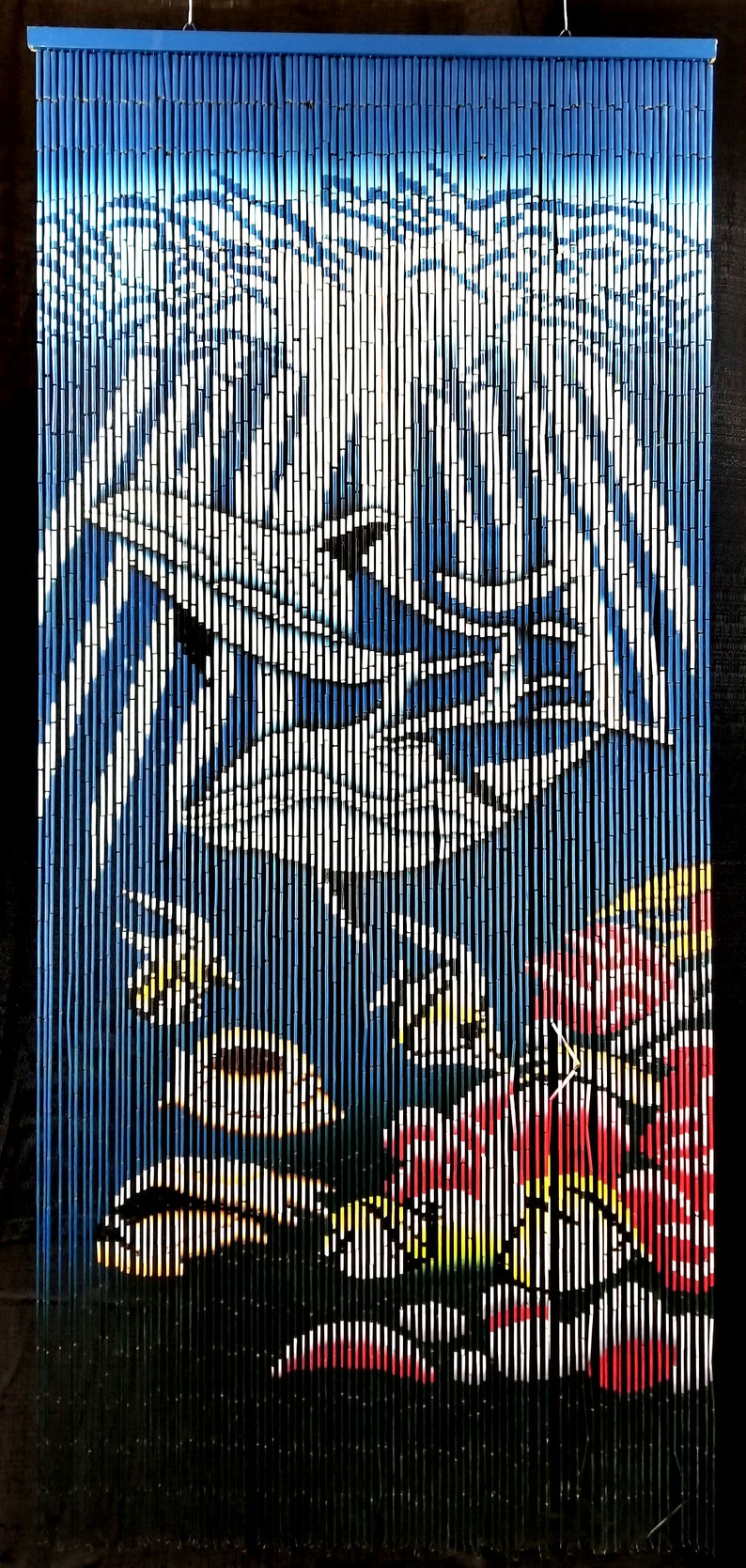 Marine Life Bamboo Beaded Curtain - Hand Painted - Bamboo Curtains - Door Beads - Doorway Curtains 