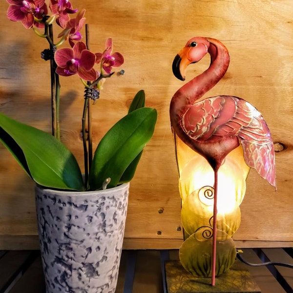 Summer Mini Flamingo Accent Lamp - Capiz Shell