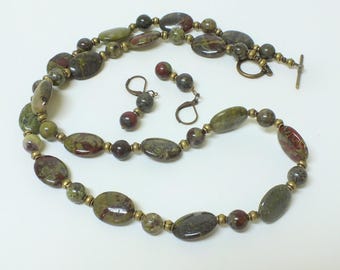 Handcrafted Dragon Blood Jasper Necklace and Earring Set – Unique Gemstone Jewelry