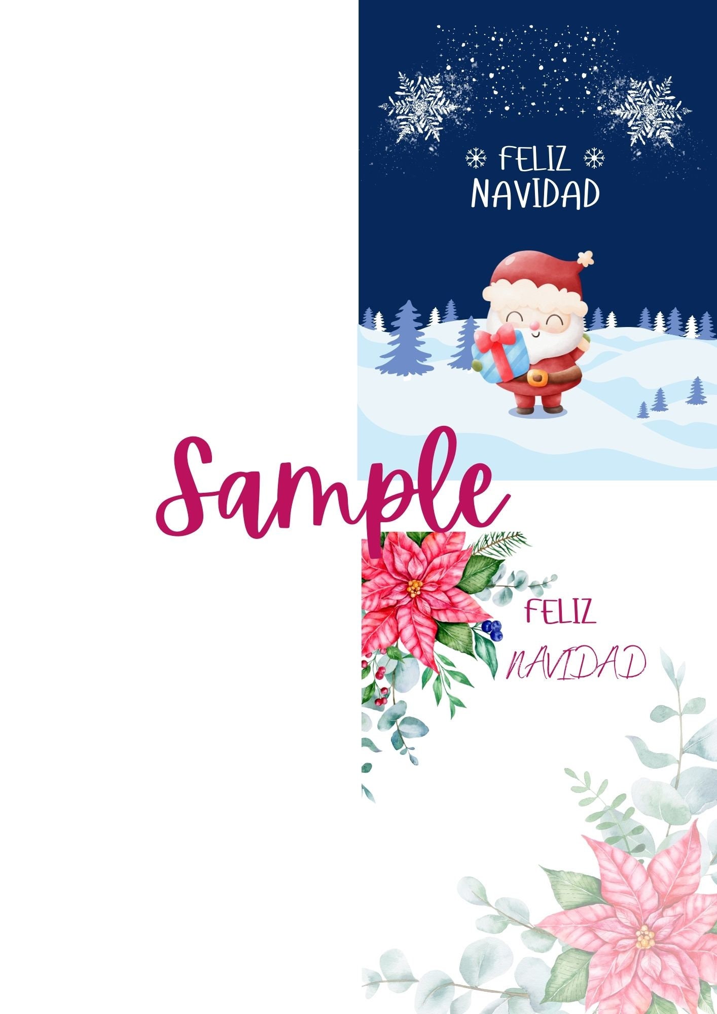 Feliz Navidad Printable Christmas Cards Assortment in Spanish - Etsy