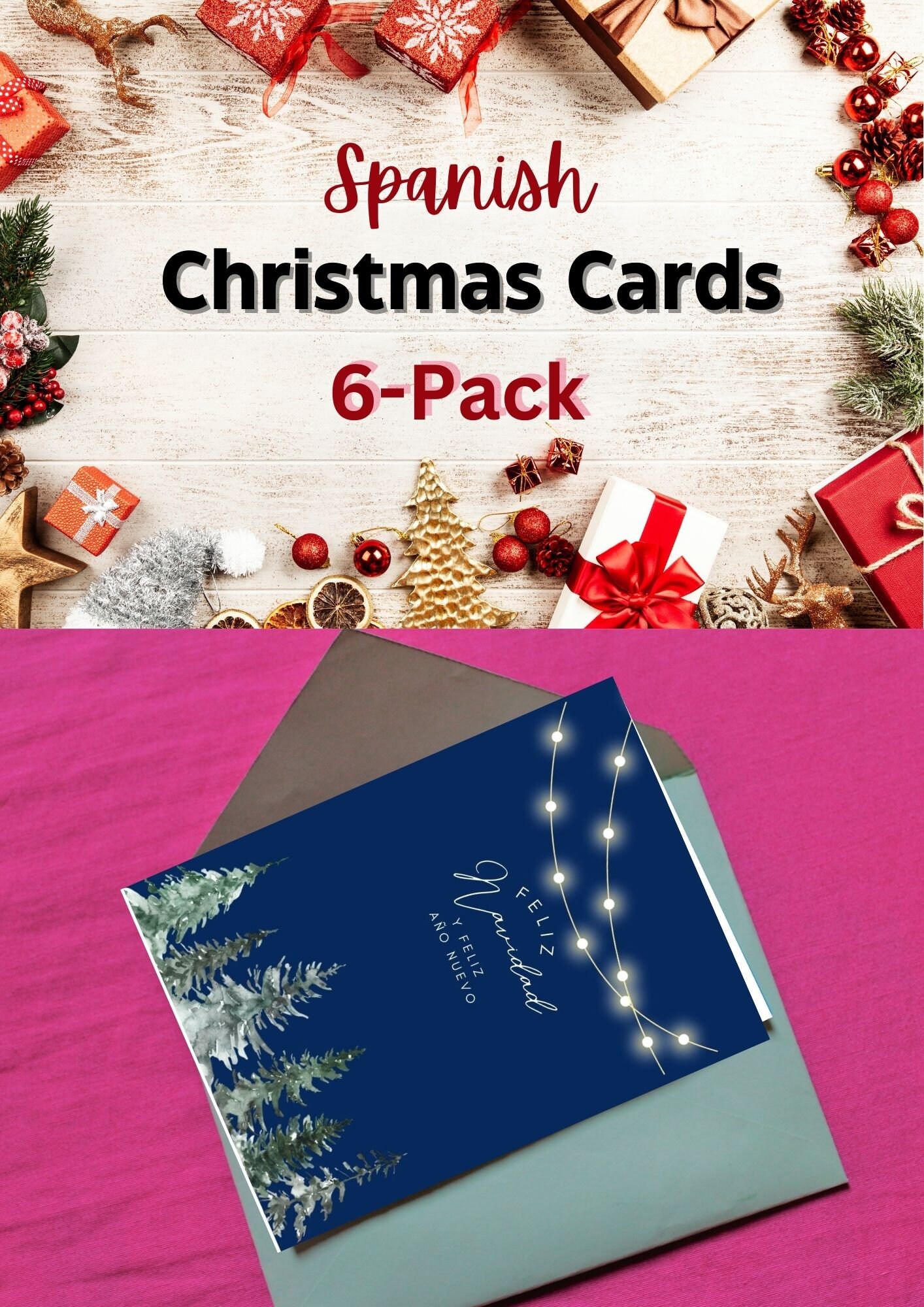 Feliz Navidad Printable Christmas Cards Assortment in Spanish - Etsy