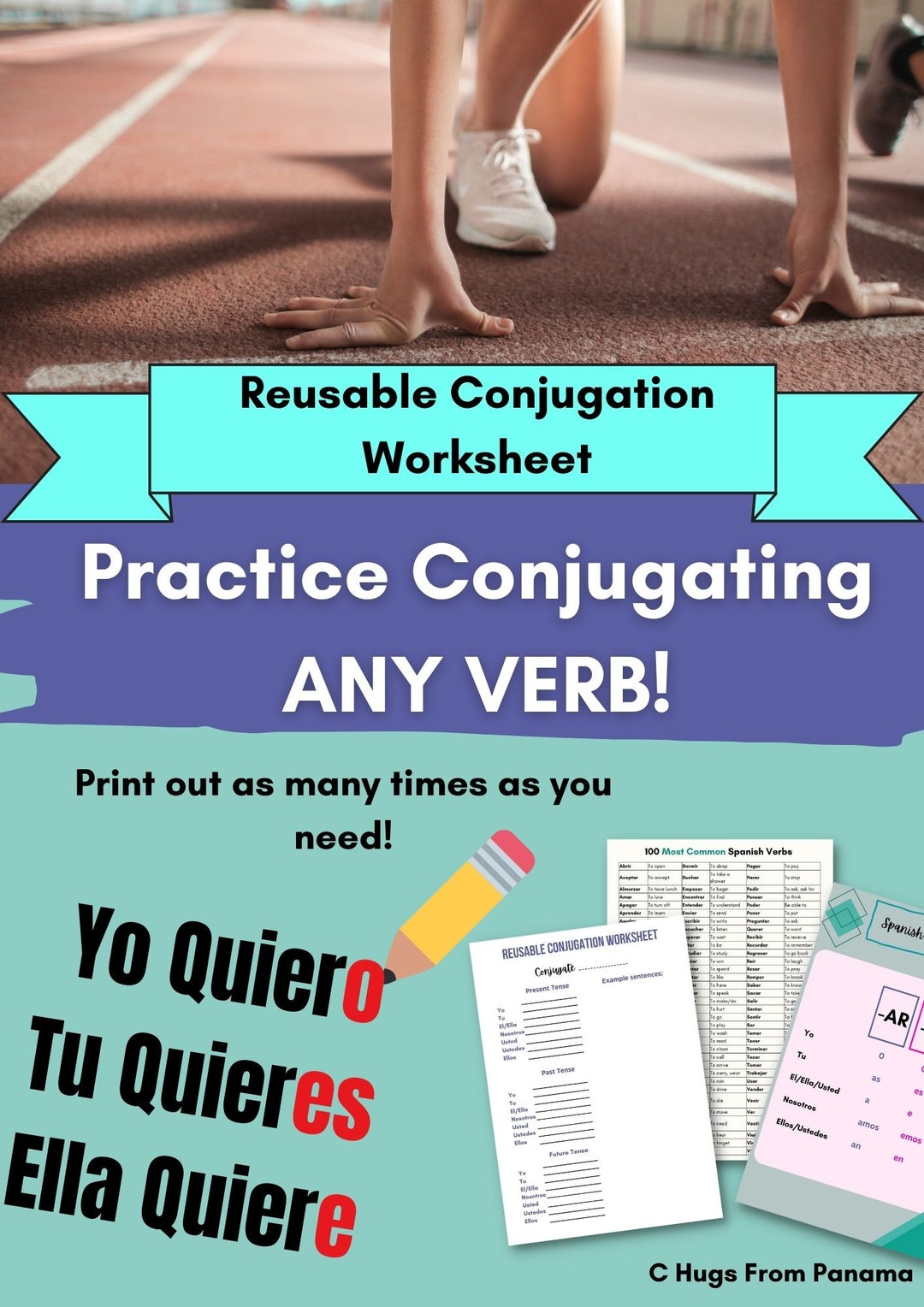 Reusable Spanish Conjugation Practice Sheet for Any Verb Spanish Verb
