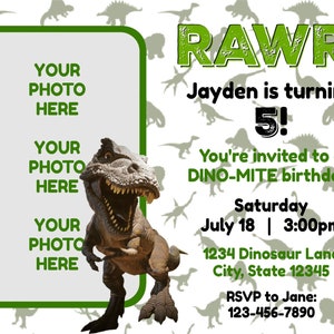 RAWR! Dinosaur Birthday Party Photo Invitation for All Ages