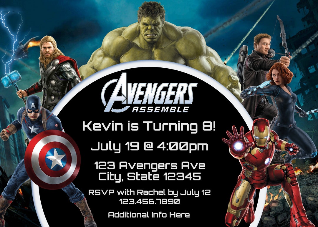 Avengers Assemble Birthday Party Invitation for All Ages Etsy