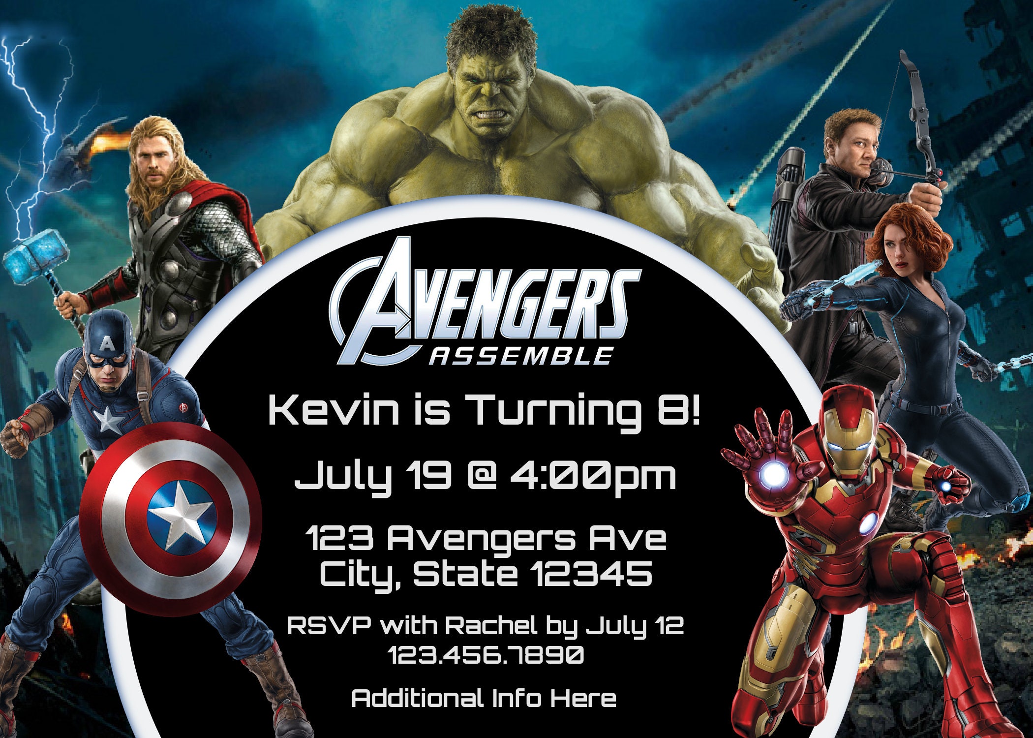 Invitation anniversaire personnalisable - Avengers - CililaCreation