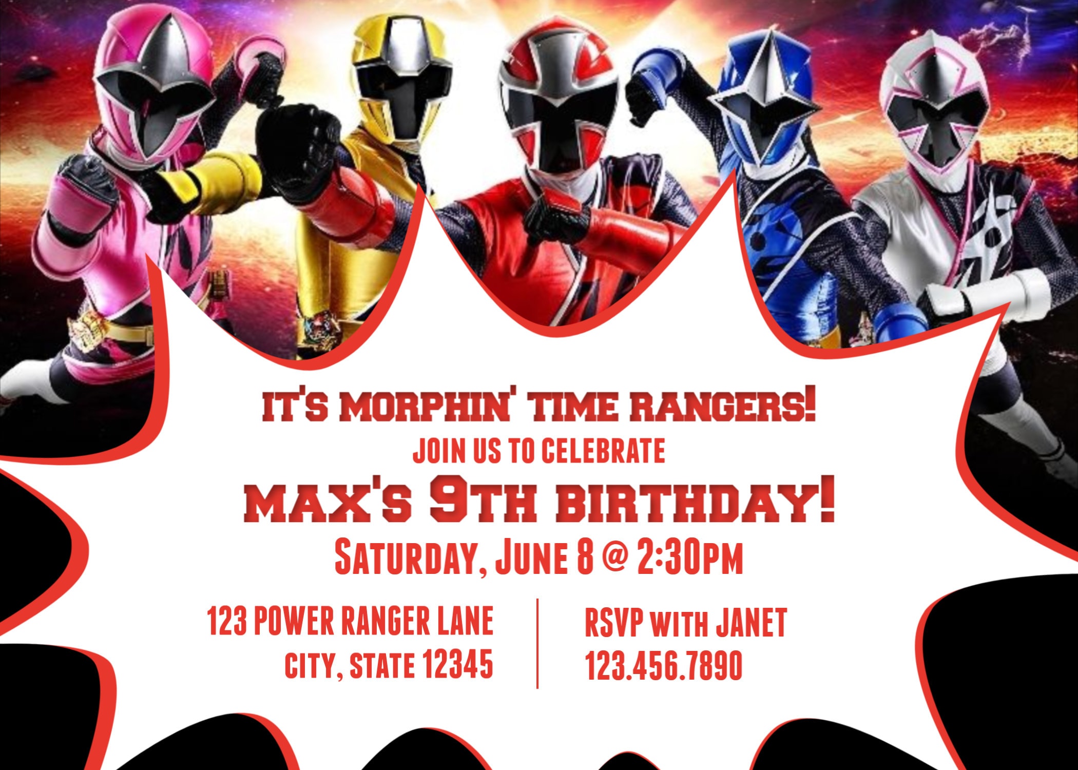 Power Rangers Ninja Steel Birthday Party Invitations For All Etsy France